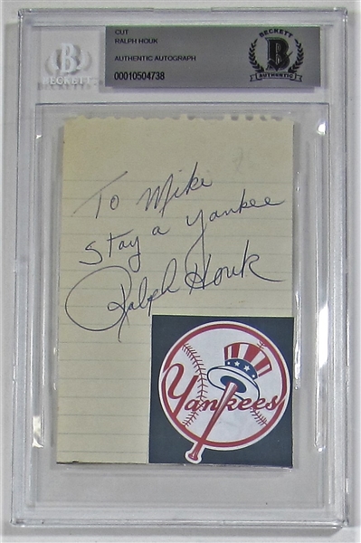 Ralph Houk Signed Note Yankees - Becket