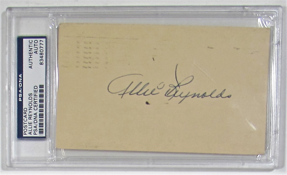 Allie Reynolds Signed Post Card 9-7-1950  - PSA
