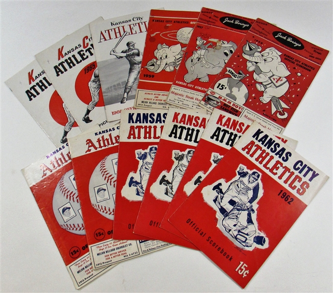 Kansas City Athletics Lot of 12 Scorebooks - Mantle-Maris Scored x 2