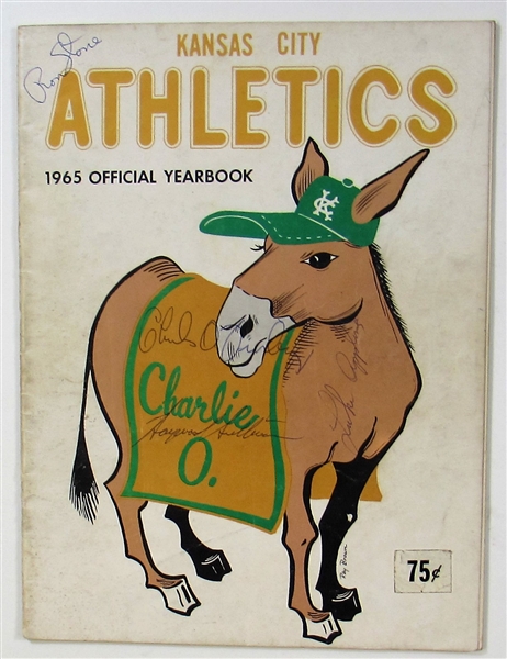 Charles O Finley Signed 1965 Scorecard W/20 Additional Autographs 