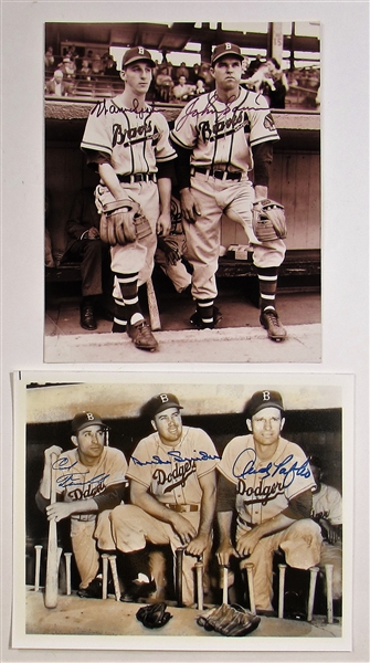 Dogders Snider-Pafko-Furillo Signed & Braves Spahn - Sain Signed Photos