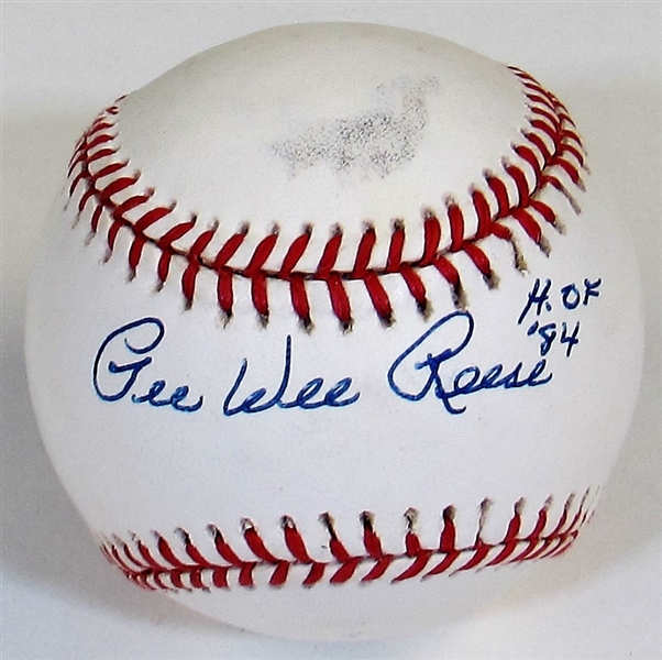 Pee Wee Reese Signed HOF 84 Baseball - PSA