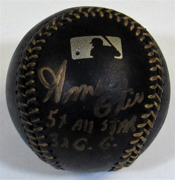 Amos Otis Signed Black Stat Baseball 5x All-Star 3x GG