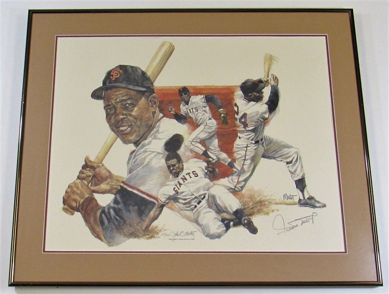 Willie Mays Signed SF Giants Art Work