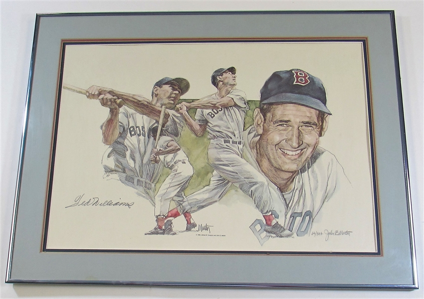 Ted Williams Signed Boston Red Sox Artwork 64/344