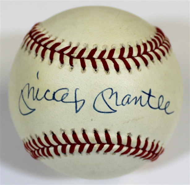 Mickey Mantle Signed Sweet Spot Bobby Brown Baseball -PSA BB93859