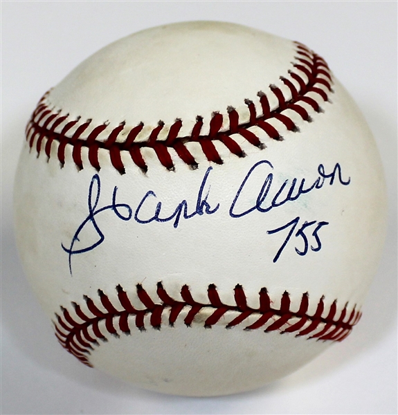 Hank Aaron Single Signed Baseball - JSA