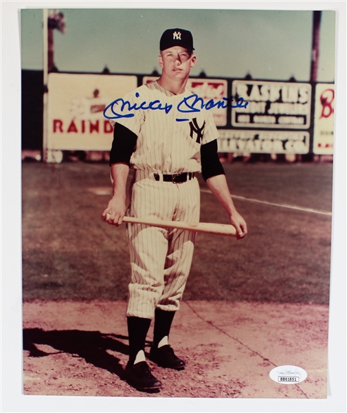 Mickey Mantle Signed Early Career Color Photo - JSA