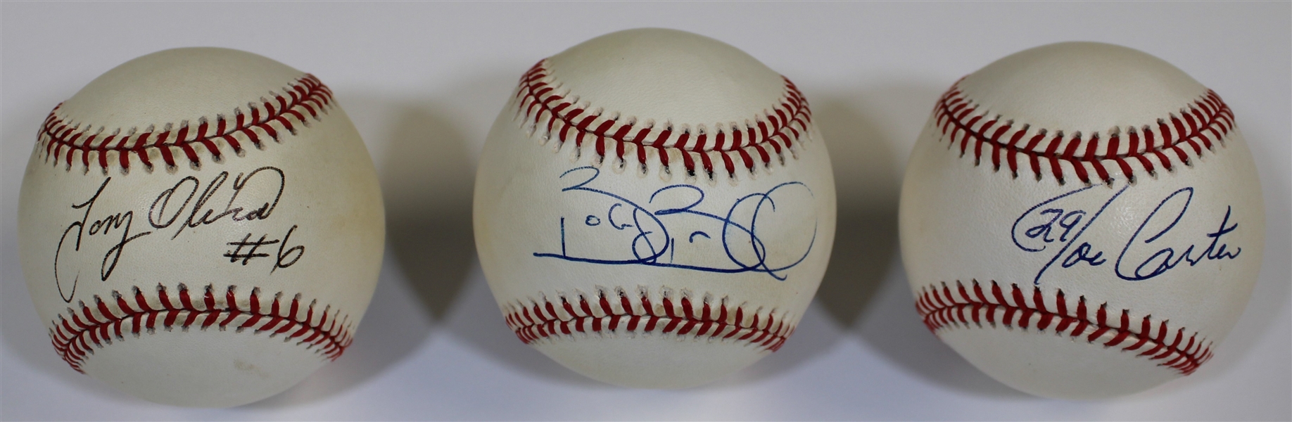 Joe Carter-Tony Oliva-Bobby Bonilla Signed Baseballs Lot of 3