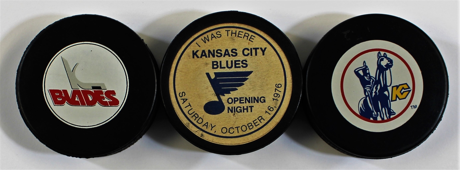 Kansas City - Blues-Scouts-Blades Hockey Pucks