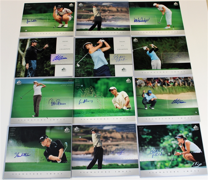 Lot of 12 SP Authentic Signature Shots Signed Golf Cards 