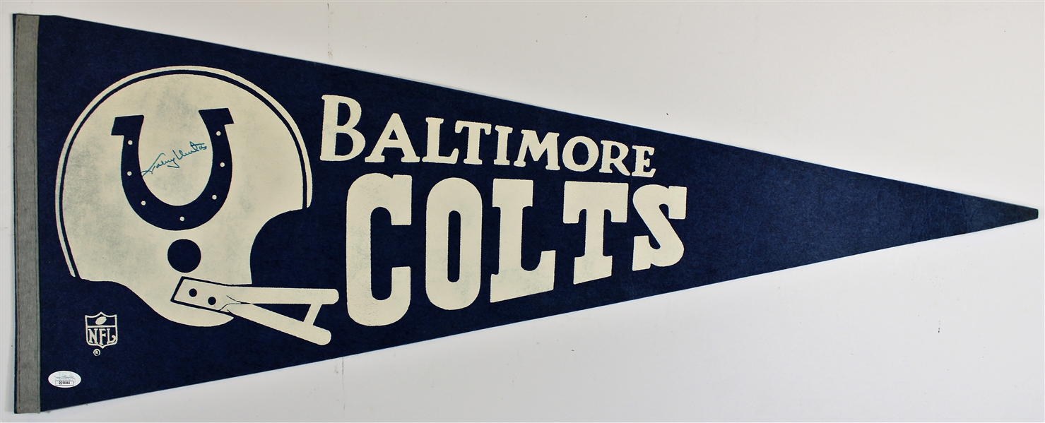 Johnny Unitas Signed Baltimore Colts Pennant - JSA