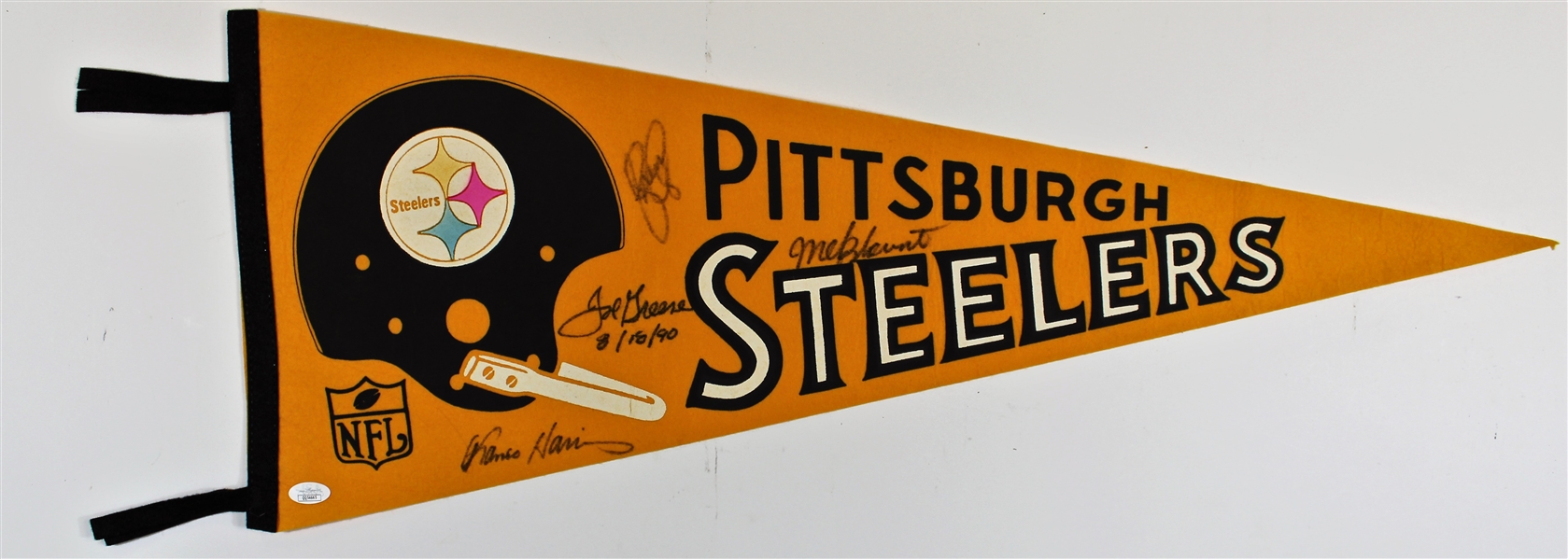 Pittsburgh Steelers Signed Pennant Mean Joe Greene, Franco Harris, etc. JSA