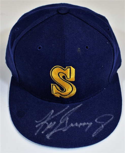 Ken Griffey Jr. 1992 Game Worn & Signed Mariers Cap - Miedema Letter