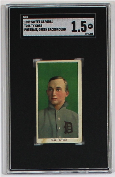 1909-11 T206 Ty Cobb Portrait Green Background SGC 1.5