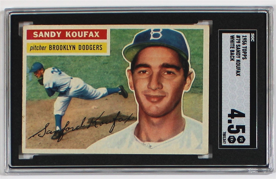 1956 Topps Sandy Koufax White Back Card SGC 4.5 EX