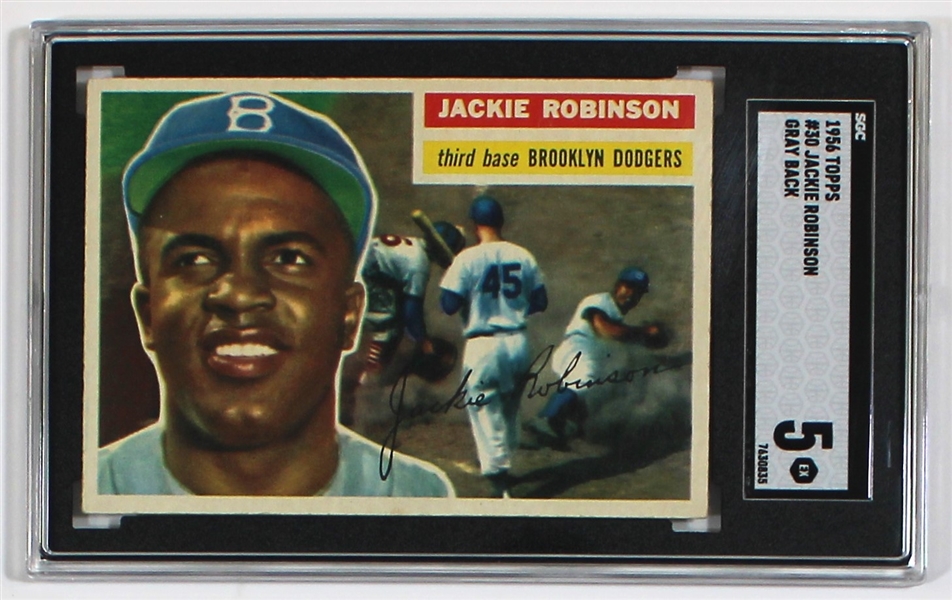 1956 Topps Jackie Robinson Gray Back SGC 5 EX