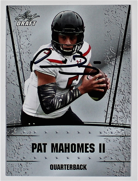 Patrick Mahomes Leaf Draft Card Signed - JSA