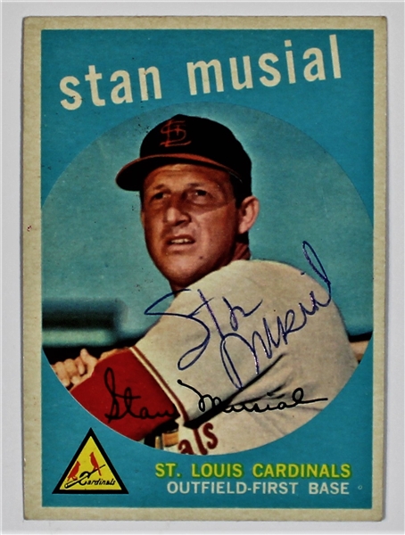 1959 Topps Stan Musial Signed Cardinals Card 