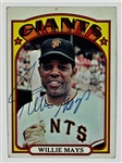 1972 Topps Willie Mays Signed Giants Card - JSA