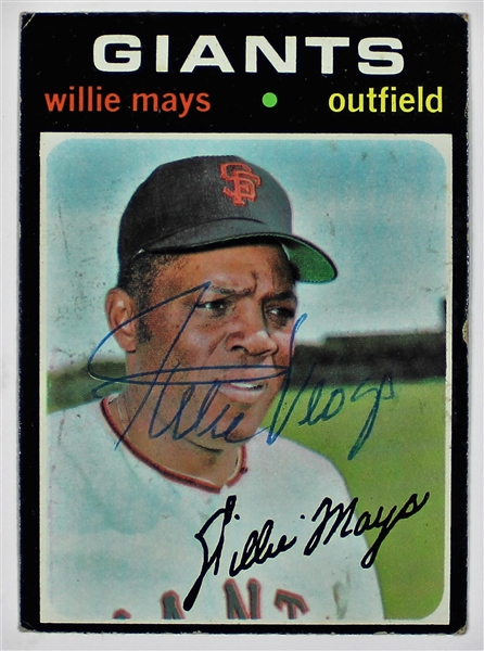 1971 Topps Willie Mays Signed Giants Card - JSA