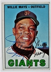 1967 Topps Willie Mays Signed Giants Card - JSA