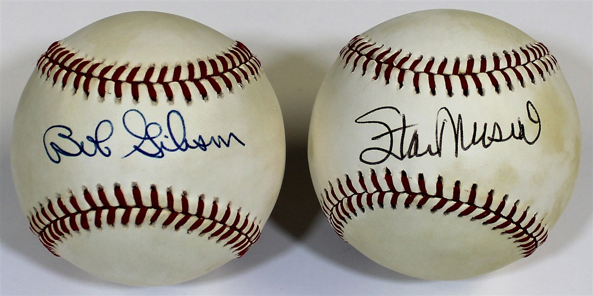 Bob Gibson & Stan Musial Signed Baseballs - JSA