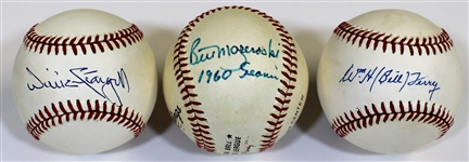 Willie Stargell-Bill Terry-Bill Mazeroski Signed Baseballs - JSA