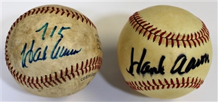 Hank Aaron Signed Baseball Lot of 2 - JSA