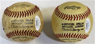 Hank Aaron Signed Baseball Lot of 2 - JSA