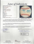 Willie Mays Signed NL Charles Feeney Baseball - JSA