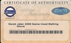 Derek Jeter 2009 Game Used Batting Glove - Steiner LOA