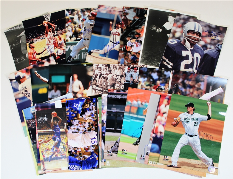 Lot of 40 Signed Photos - Baseball-Football Basketball KU Etc.
