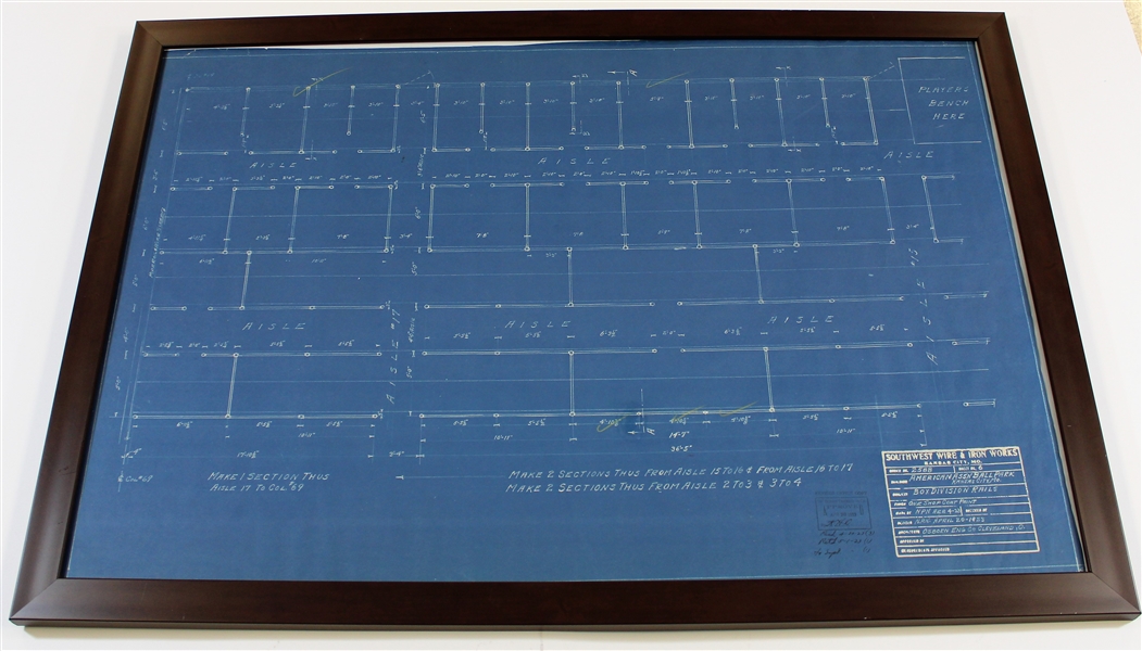 Kansas City Blues 1923 Original Framed Architectural Drawing  
