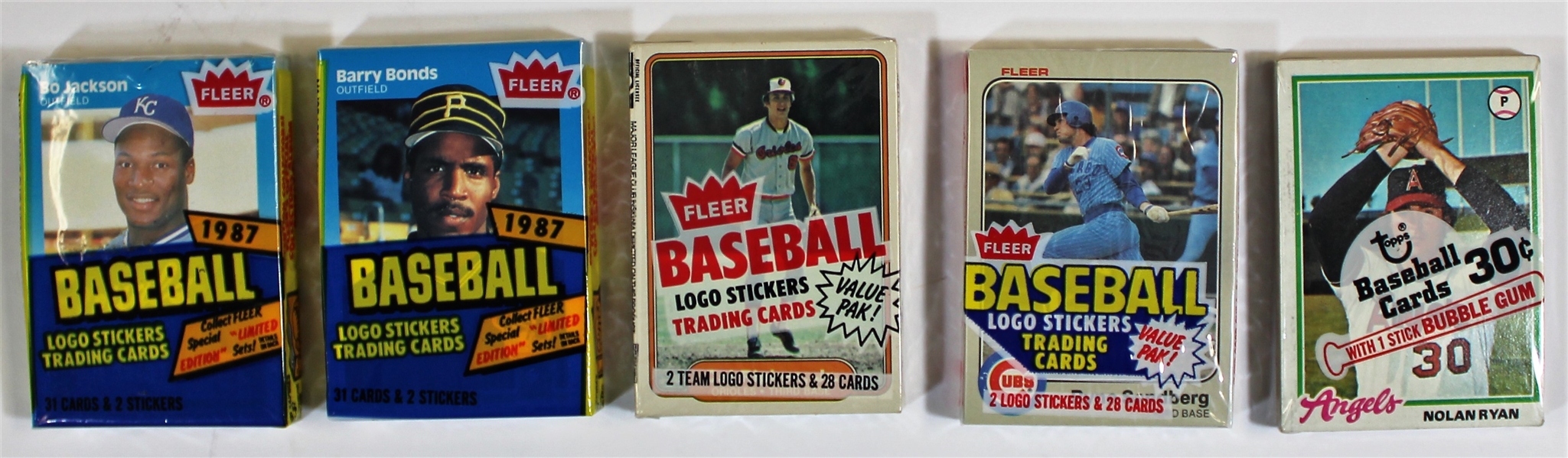 1978-1982-83-87-87 Fleer Baseball Cello Pack 