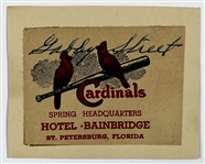 Gabby Old Sarge Street Signed Hotel Card MGR Cardinals-Boston-NY-JSA