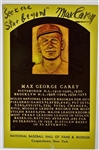 Max Carey Signed HOF Card - JSA