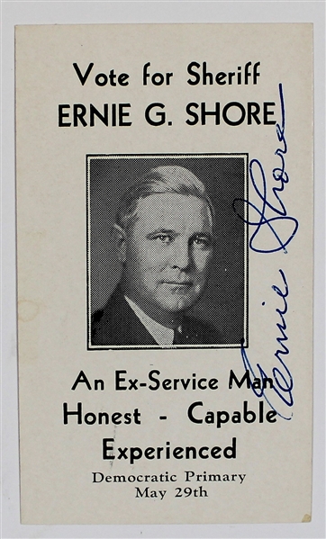 Ernie Shore Signed Business Card - JSA
