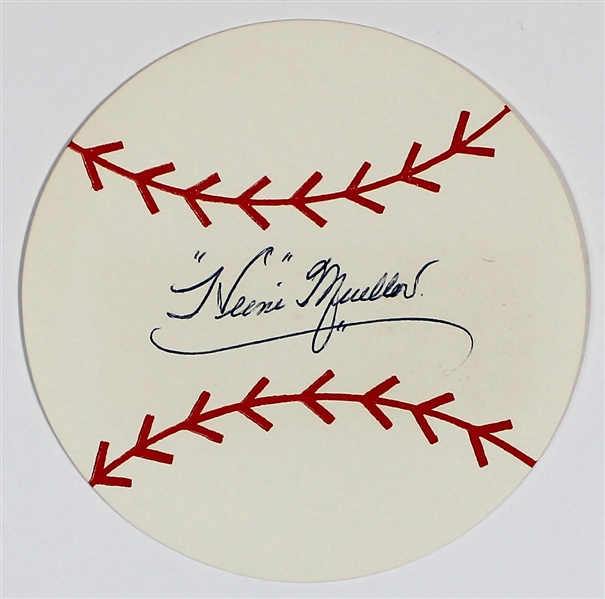 Heinie Mueller Signed Cut - JSA