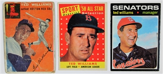 Ted Williams Lot of 3 Vintage Cards