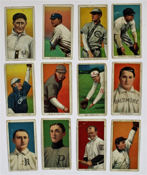 Lot of 12 T206 Tobacco Cards (Polar Bear Backs)