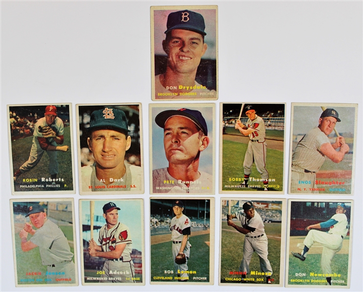 1957 Topps 11 card lot - Minoso-Newcombe- Drysdale