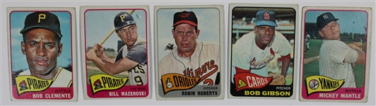 1965 Topps 5 Card Lot- Mantle-Gibson-Roberts-Mazeroski-Clemente