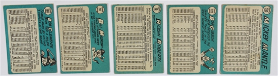 1965 Topps 5 Card Lot- Mantle-Gibson-Roberts-Mazeroski-Clemente