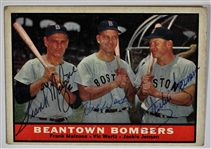 1961 Topps Beantown Bombers Signed Card - Wertz-Jensen- Malzone