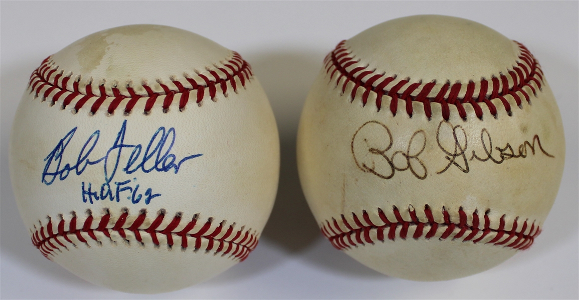 Bob Feller & Bob Gibson Signed Baseballs - JSA