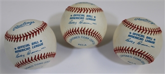 Frank White - Joe Carter - Hank Bauer Signed Baseballs 