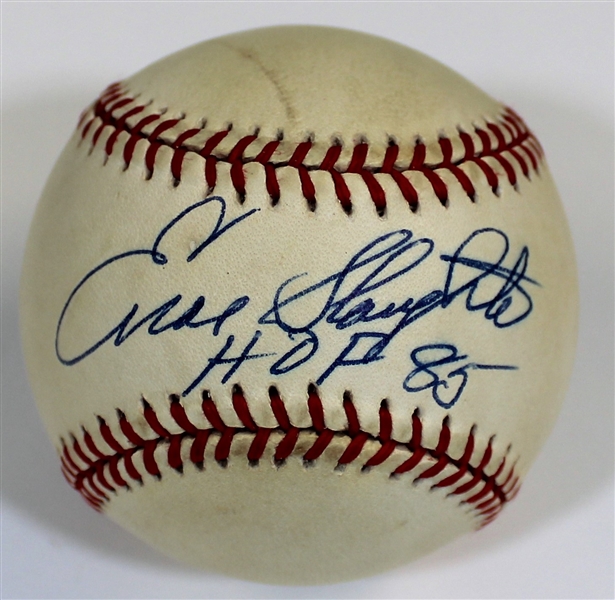 Enos Slaughter Signed HOF 85 Baseball 