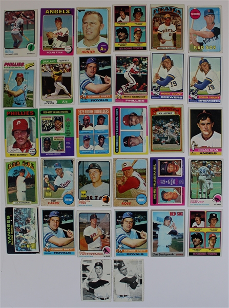Lot of 32 Vintage Baseball Cards - Yount - Rose - Hunter