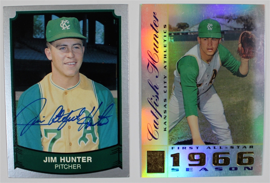 Jim Catfish" Hunter Lot of two Cards 1 Signed